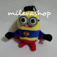 GANTUNGAN Minion Keychain Doll Superman Costume 11cm Import