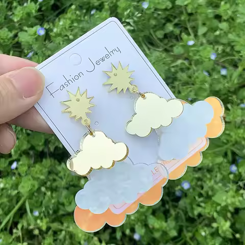 WELBACK Creative Clouds Earrings Unique Lightweight Cute Acrylic Cloud Stud Earrings for Women Girls