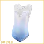 [Lovoski1] Girls Gymnastics Leotards Dance Clothes Blue Sleeveless Ballet Leotard Sparkling