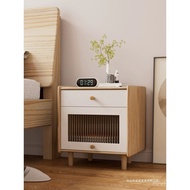 Object Solid Wood Log Color Full Modern Storage Simple Japanese Side Bedside Table Cabinet White Wax