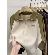 half zipper sweatshirt sweatshirt cotton POLO Spring Autumn Thin Style Loose Half Zipper Long Sleeve