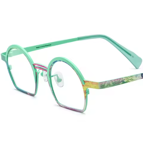 Men's and Women's Semi-Rimless Cartoon Youth Fashion Eyeglasses with Prescription Lens Support