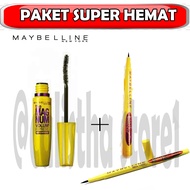 CS1-( COD ) Paket Maskara Maybelline / Paket Make Up Mascara Maybelline + Eyeliner Maybelline Waterp