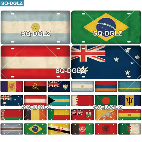 [SQ-DGLZ] A-B City License Plate Metal Sign Vintage Plaque Tin Sign Wall Decor For Bar Country Flag 