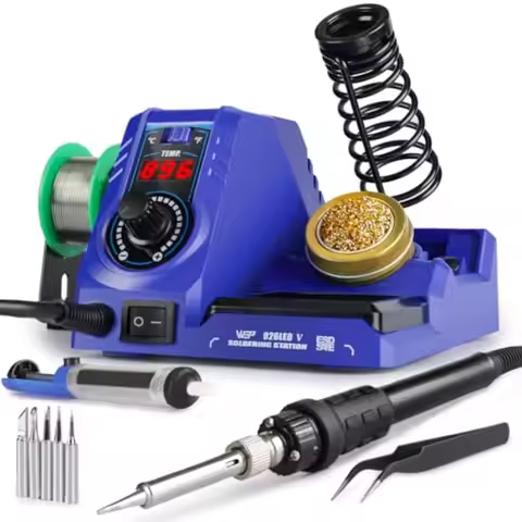926LED V3 Soldering Station 130W MAX Soldering Iron Kit with Solder Wire, 5 Soldering Tips, Tweezers