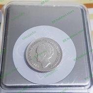 koin kuno perak 1/2 gulden wilhelmina 1929 lusture bersih original