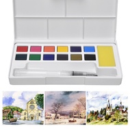 tutoushop Kids Watercolour Paint Set Portable Lightweight Travel Solid Box with Brush (12 Colores)