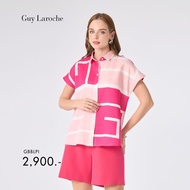 Guy Laroche Womans shirt Light linen Pink logo เสื้อเชิ้ตผู้หญิง แขนล้ำ สีชมพู GBBLPI