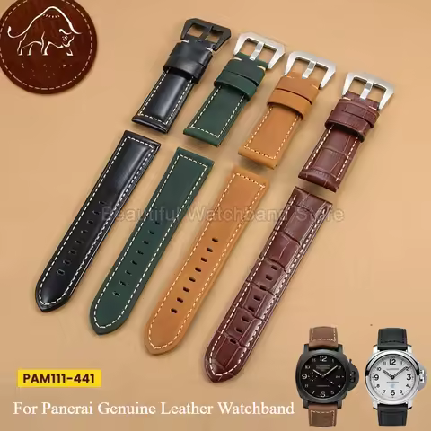 Crazy Horse Style Real Leather Flat Interface Watch Strap for Panerai 441 Seiko Presage Tonneau SNKP