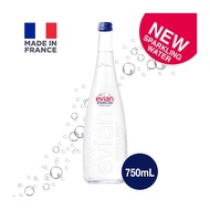 Evian Sparkling Carbonated Natural Mineral Water 750ML Glass Bottle