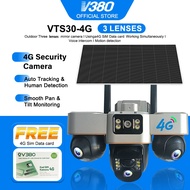 V380 Pro Solar Wireless IP66 Outdoor waterproofing VTS30 Three lens Wifi CCTV Camera Built-in Batter