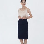 Women's 7/8 twill Midi Pencil Skirt - Iris Skirt - Navy DLINE