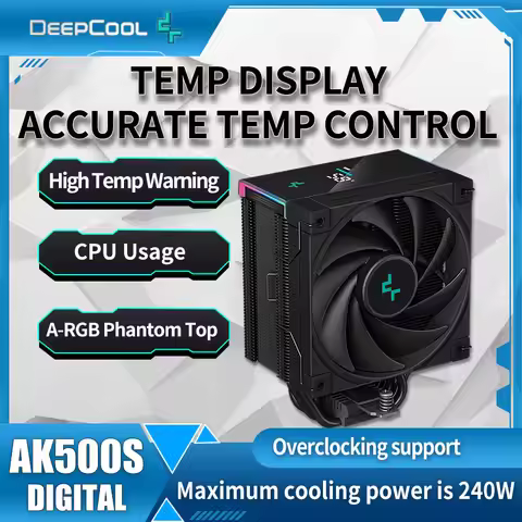 DeepCool Air cooled AK500S Digital Display CPU Radiator 5 Heatpipe Thick Tower FDB fan For LGA1700 1