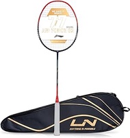 Li-Ning Air Force 77 G2 Carbon Fiber Strung Badminton Racket with Full Cover, NAVY/RED