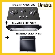 [Special Bundle Deal] Rinnai Hob (RB-7303S-GBS) + Hood (RH-S319-PBR-T) + Oven (RO-E6208TA-EM)