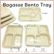 (ESQ) Bagasse Bento Tray 3,4,5 Compartments / BTC3-1100 / BTC4-1200 / BTC5-1400