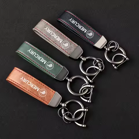 Luxury Leather Lanyard Keychain Car Key Ring Jewelry for MERCURY with logo Car Accessories