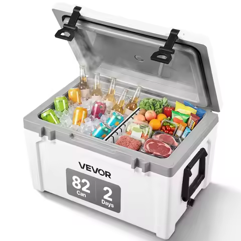 VEVOR 52QT Portable Hard Cooler Fully Insulated Ice Chest Cooling Box Goods Basket for Beach Outdoor