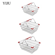 [YIJU] Shopping Basket, Storage Basket with Organizer, Supermarket Storage Container, Metal Dustproo