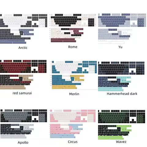 1 Set GMK 8008 Arctic Rome Yu Red Blue Samurai Merlin Wavez Hammerhead WOB Apollo Keycap PBT Double 