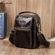 CONTACTS Genuine Leather Vintage Small Crossbody Bag for Men Leather Shoulder Bag For Male Business 