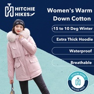Hitchie -15Deg Women Thick Hoodie Winter Down Cold Jacket Woman Fleece Baju Sejuk Tebal Parka Korean