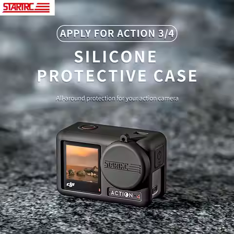 Silicone Protective Cover for DJI Action 4 Soft Lens Sleeve Case W/ Lanyard Rope Osmo Action 3 Sport