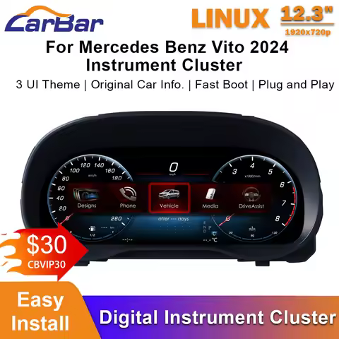 Carbar LCD Digital Dashboard Cluster For Mercedes Benz Vito 2024 Speedometer Instrument Cluster CarP