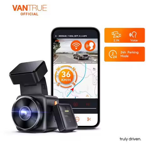 Vantrue E1 2.7K WiFi Mini Dashcam Voice Control Front Car Dash Camera with GPS&Speed Super Night Vis