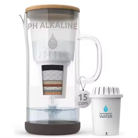 pH Restore Glass Alkaline Water Pitcher - Long Lasting Water Filter Pitcher with Multi-Stage Filtrat
