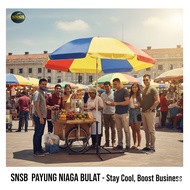 READY STOCK PAYUNG NIAGA PASAR MALAM / PAYUNG BULAT /ROUND UMBRELLA WITH SILVER BASED