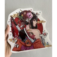 Premium waterproof sticker HD geisha vector japan