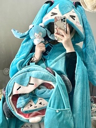 ฤดูใบไม้ร่วงและฤดูหนาวการ์ตูนแอนิเมชั่นรอบ Hatsune Miku ขนาดเล็กฝังเสื้อคลุม Flannel Cloak Lunch Bre