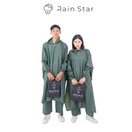 HIJAU RainStar Jumbo Thick and Strong Elastic Army Green Poncho Raincoat for Men and Women