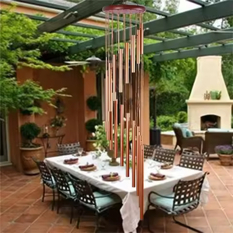 12 Tubes Wind Chimes Aluminum Tube Pine Metal Pipe Wind Chimes Bells Decor Outdoor Yard Decoration L