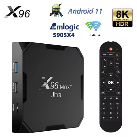 X96Max+Ultra S905X4 TV Box Android 11 8K HDR Smart Media Player, 4GB RAM, 32/64GB Storage, 1000Mbps 
