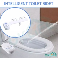 [OKLIFE. SG]Bidet Toilet Seat Attachment Non-Electric Mechanical Self Cleaning Nozzles White for Toilet Attachment Easy