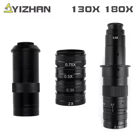 Industry Video Microscope Camera Objective Lens 180 Multiples Adjustable Focus 180X 130X C-MOUNT For