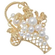 二手MIKIMOTO葡萄圖案珍珠胸針，14K 黃金和珍珠，約 15 克，苔蘚圖案，女士適用。