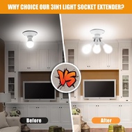 DEECOZY 1Pcs 3 in 1 E26 Socket Splitter Adapter, Standard Base LED Bulb Converter, Adjustable 180° B