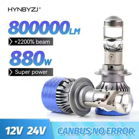 HYNBYZJ 880W H7 H4 LED Headlight Mini Lens Projector H9 H11 9005 9006 Auto Low Beam Canbus Bulb For