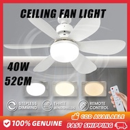 52CM Ceiling Fan with Light - 3 Mute Colors,40W  Wireless Remote Control Led Ceiling Fan Small Silen