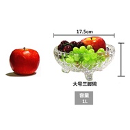Mini Crystal Glass Plate Fruit Tray Candy Bowl Three-Legged High Aesthetic Value Snack Dish European