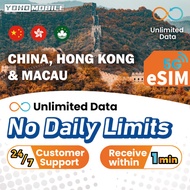 [Yoho] China, Hong kong & Macau eSIM Unlimited Data with 5G 1-10 Days Yoho Mobile Official Store