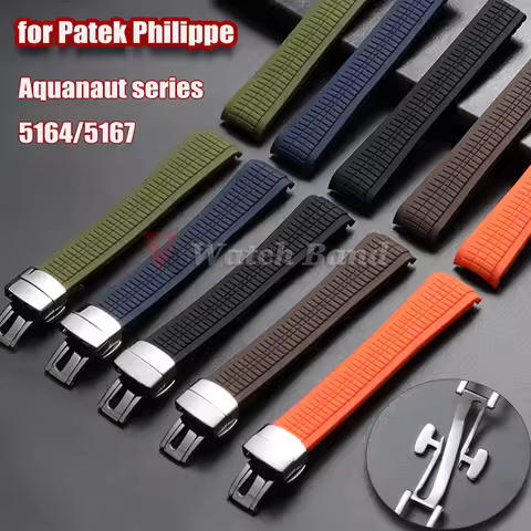 21mm Watch Strap for Patek Philippe Aquanaut Series 5164/5167 Waterproof Anti-Dust Rubber Watchband 