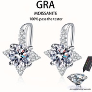 【 GRA Certificate Attached 】 2ct Moissanite Earrings, s925 Pure Silver Plated Platinum Fashion Octag