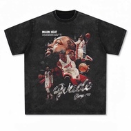 [COD] Men's Vintage T-Shirt Cotton 1 Washed Pattern Dwyane Wade Soft And Comfortable Good Ventilatio