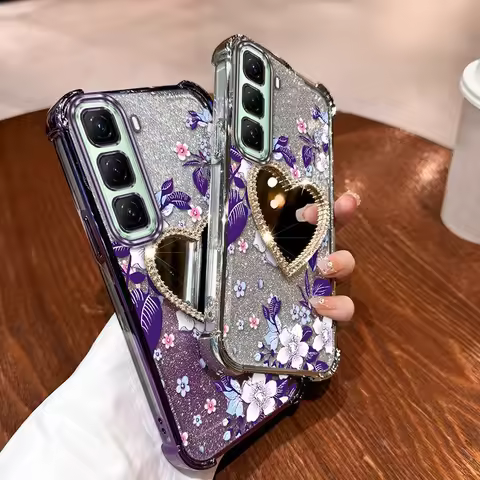 Hot 60i Fragrant flowers Plating Bracelet Holder Phone Case For Infinix Hot 60i 60Pro 60 50i 30i 20P