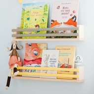 Wall Shelf Hanging Book Wall Mounted MODEL 2 Strips NATURAL &amp; Color Combination