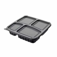 (50pcs±) 4 Compartment Lunch Box PP-SQ4 / PP Plastic Food Bento Box / 4 Compartment Bento Box